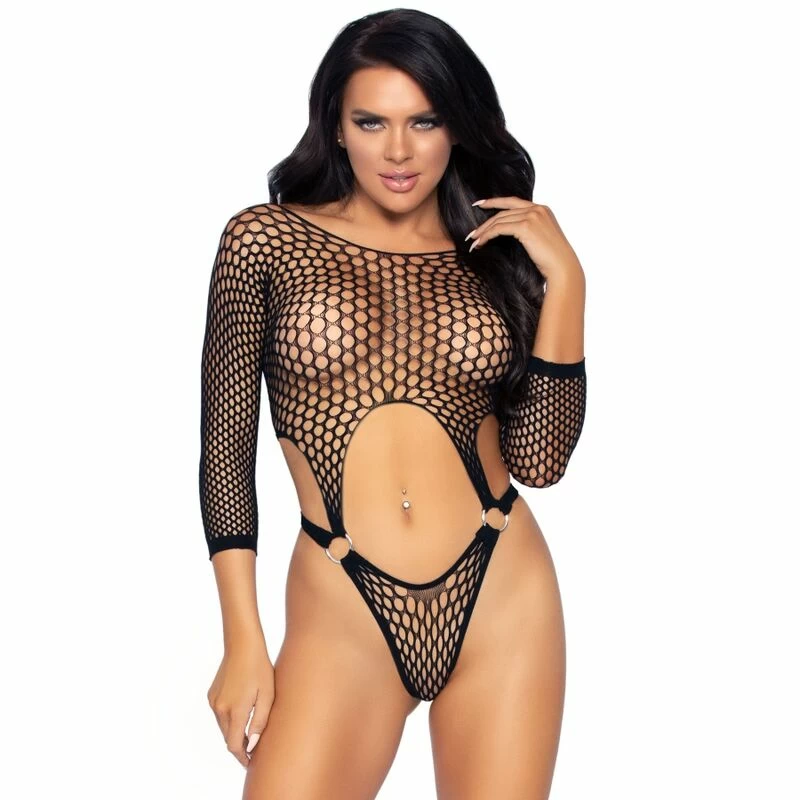 Body Sexy a Rete Top Body Leg Avenue con Perizoma Nero o  Bianco